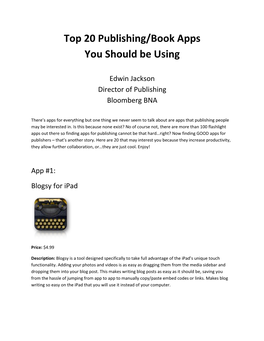 Top 20 Publishing/Book Apps You Should Be Using