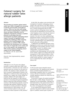 Cataract Surgery for Natural Rubber Latex Allergic Patients