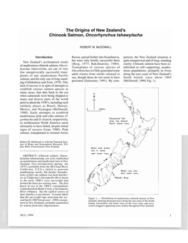 The Origins of New Zealand's Chinook Salmon, Oncorhynchus Tshawytscha