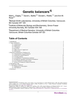 Genetic Balancers