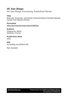 Molecular, Enzymatic, and Cellular Characterization of Soluble Adenylyl Cyclase from Aquatic Animals