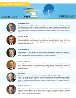 TERRY ANDERSON Terry Anderson Is a Senior Fellow at the Hoover Institution and the Executive Director of the Property and Environment Research Center