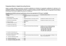 Postgraduate Diploma in Applied Accounting Sciences