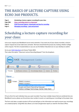 The Basics of Lecture Capture Using Echo 360 Products