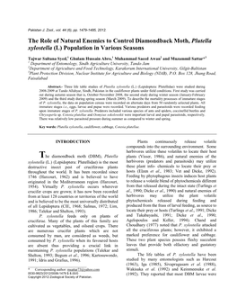 The Role of Natural Enemies to Control Diamondback Moth, Plutella Xylostella (L) Population in Various Seasons