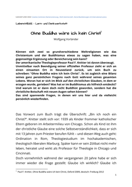 Ohne Buddha Wäre Ich Kein Christ1 Wolfgang Vorländer