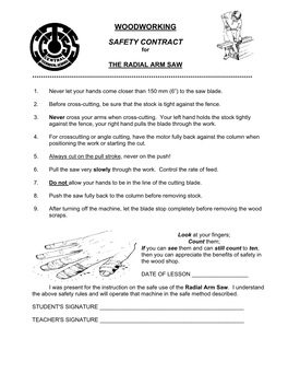 Radial Arm Saw Safety Contract