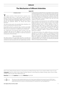 The Mechanism of Afferent Arterioles