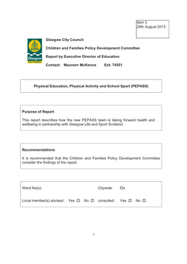 Glasgow City Council Children and Families Policy Development