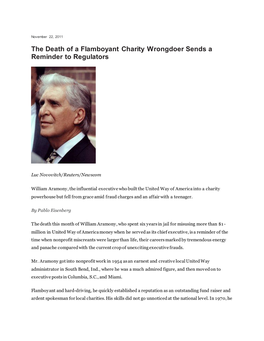 The Death of a Flamboyant Charity Wrongdoer Sends a Reminder to Regulators