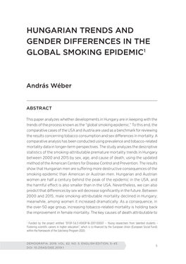 Hungarian Trends and Gender Differences in the Global Smoking Epidemic1