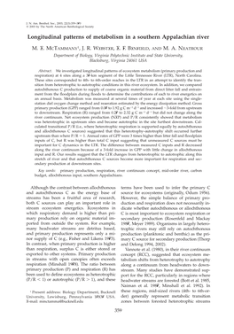 Longitudinal Patterns of Metabolism in a Southern Appalachian River