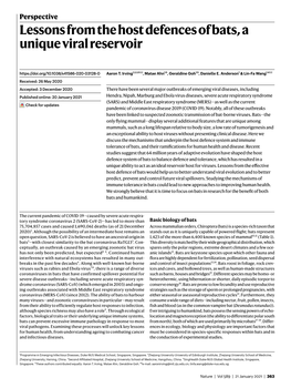 Lessons from the Host Defences of Bats, a Unique Viral Reservoir