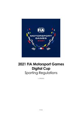 2021 FIA Motorsport Games Digital Cup Sporting Regulations