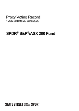 Proxy Voting Record 1 July 2019 to 30 June 2020