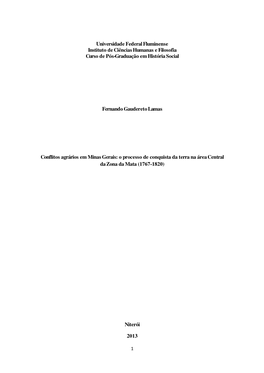 Conflitos Agrários Em Minas Gerais: O Processo De Conquista Da Terra Na Área Central Da Zona Da Mata (1767-1820)