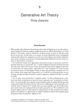 Generative Art Theory Philip Galanter