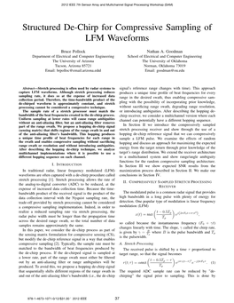 Structured De-Chirp for Compressive Sampling of LFM Waveforms