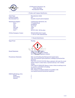 Material Safety Data Sheet