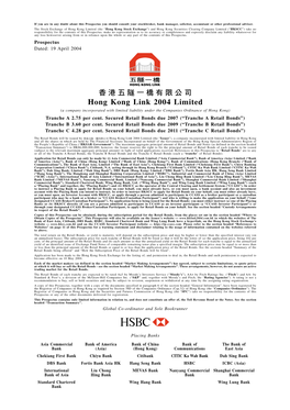 Hong Kong Link 2004 Limited (A Company Incorporated with Limited Liability Under the Companies Ordinance of Hong Kong) Tranche a 2.75 Per Cent