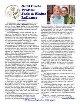 Gold Circle Profile: Jack & Elaine Lalanne