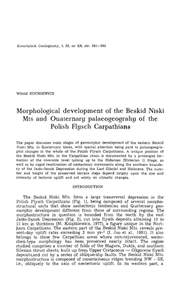 Morphological Development of the Beskid Niski Mts and Ouaternarg Palaeogeograhg of the Polish Flgsch Carpathians