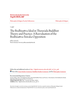 The Bodhisattva Ideal in Theravāda Buddhist Theory