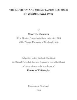 The Motility and Chemotactic Response of Escherichia Coli