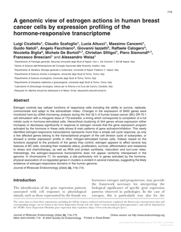 A Genomic View of Estrogen Actions in Human Breast Cancer Cells by Expression Proﬁling of the Hormone-Responsive Transcriptome