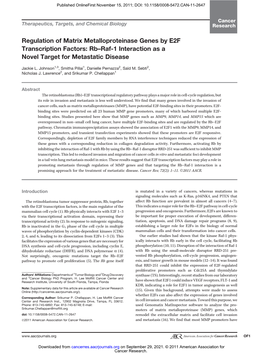 Regulation of Matrix Metalloproteinase Genes by E2F Transcription Factors: Rb–Raf-1 Interaction As a Novel Target for Metastatic Disease