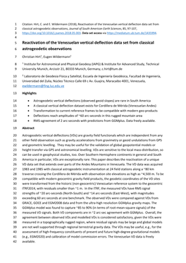 Reactivation of the Venezuelan Vertical Deflection Data Set From