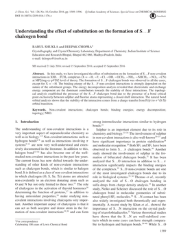 Understanding the Effect of Substitution on the Formation of S...F Chalcogen Bond