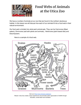 Food Webs of Animals at the Utica Zoo