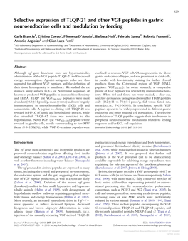 Selective Expression of TLQP-21 and Other VGF Peptides in Gastric Neuroendocrine Cells and Modulation by Feeding