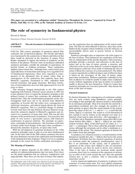 The Role of Symmetry in Fundamental Physics