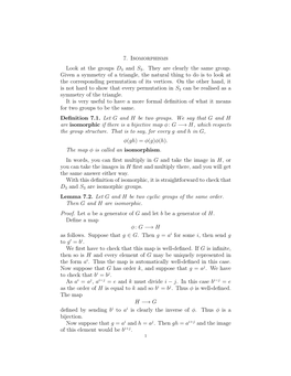 7. Isomorphisms Look at the Groups D3 and S3. They Are Clearly The