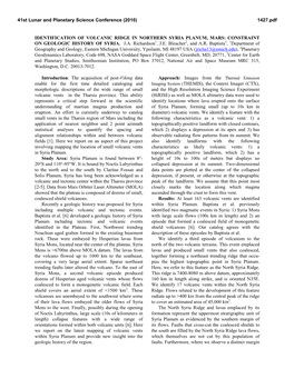 Identification of Volcanic Ridge in Northern Syria Planum, Mars: Constraint on Geologic History of Syria