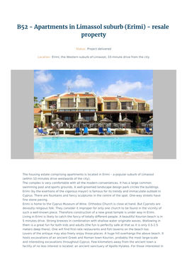 B52 - Apartments in Limassol Suburb (Erimi) - Resale Property