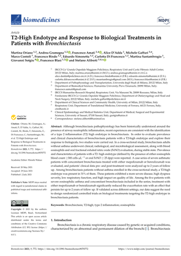 T2-High Endotype and Response to Biological Treatments in Patients with Bronchiectasis