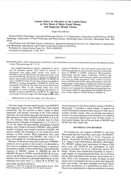 Grasses Native Or Adventive to the United States As New Hosts of Maize Dwarf Mosaic and Sugarcane Mosaic Viruses