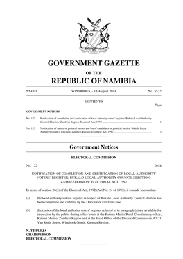 Government Gazette Republic of Namibia