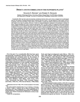 Dioecy and Its Correlates in the Flowering Plants