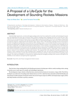 A Proposal of a Life-Cycle for the Development of Sounding Rockets Missions