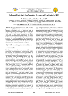 Heliostat Dual-Axis Sun Tracking System: a Case Study in KSA