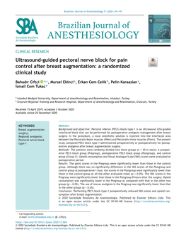 Ultrasound-Guided Pectoral Nerve Block for Pain Control After Breast