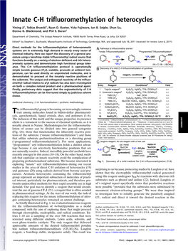 Innate C-H Trifluoromethylation of Heterocycles