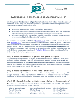 ACADEMIC PROGRAM APPROVAL in CT February 2021