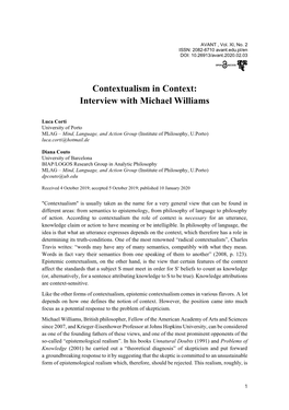 Contextualism in Context: Interview with Michael Williams