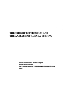Theories of Referendum and the Analysis of Agenda-Setting
