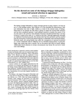 On the Skewed Sex Ratio of the Kakapo Strigops Habroptilus: Sexual and Natural Selection in Opposition?